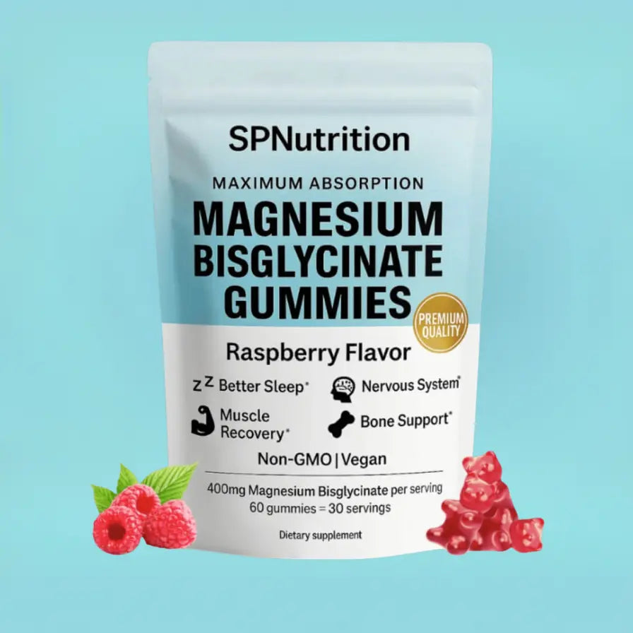 Sachet de gommes au bisglycinate de magnésium SPNutrition, goût framboise